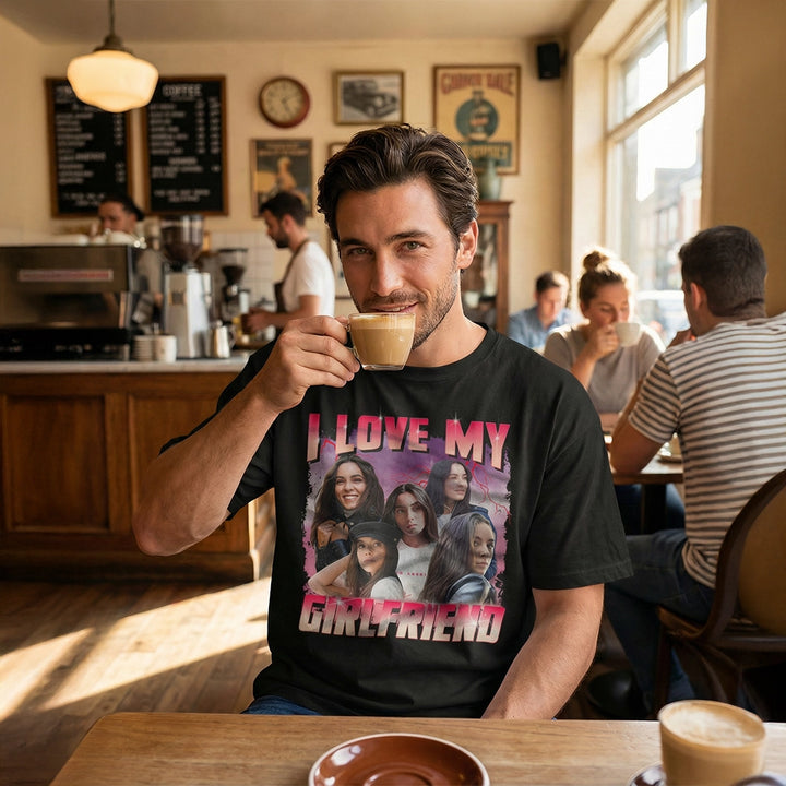 Personalisiertes Oversized T-Shirt Vintage Bootleg "Girlfriend"