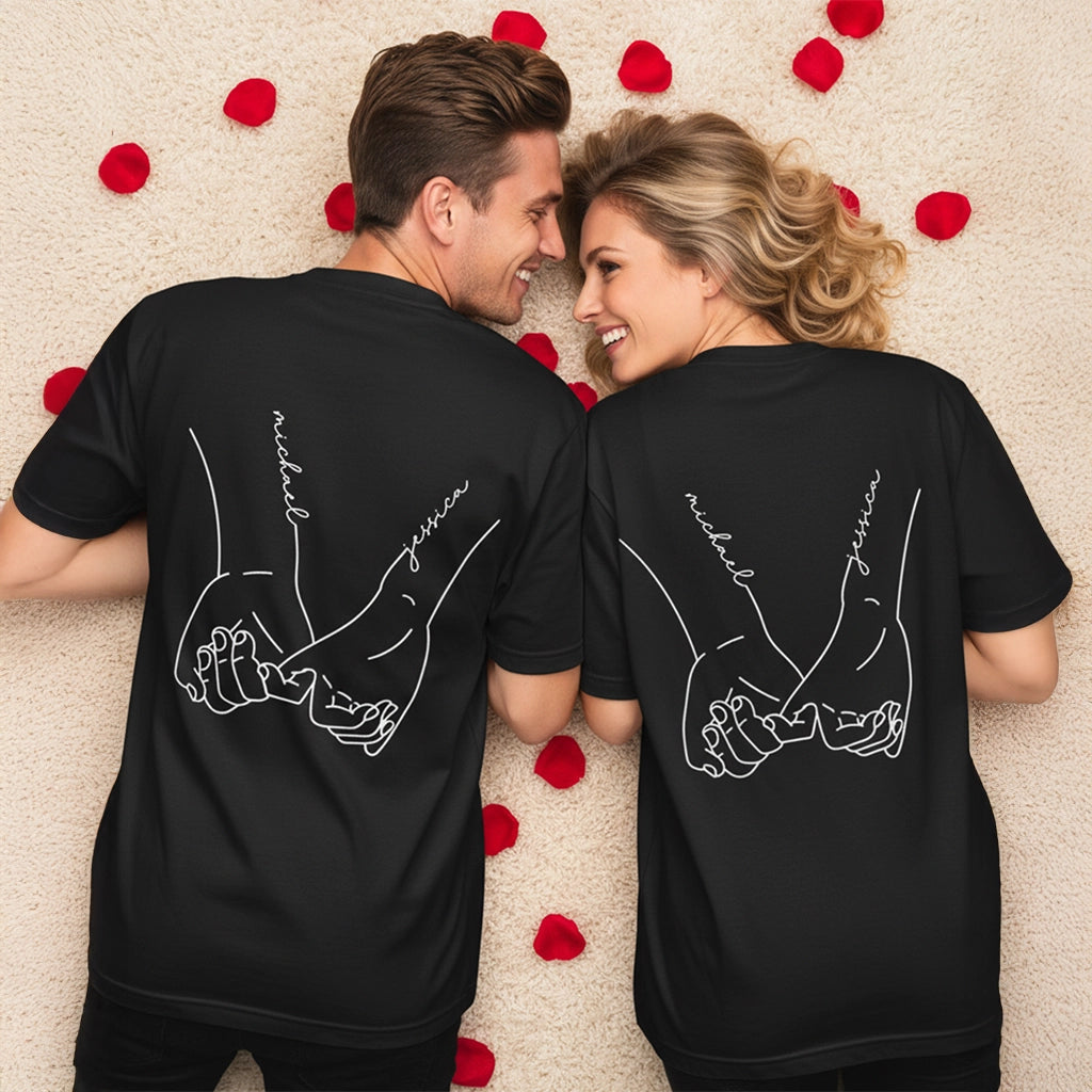 Personalisierte Partnerlook Oversized T-Shirts "Hände"