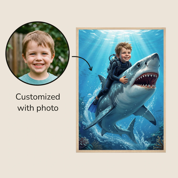 (US) Personalisiertes Kinderposter "Hai"