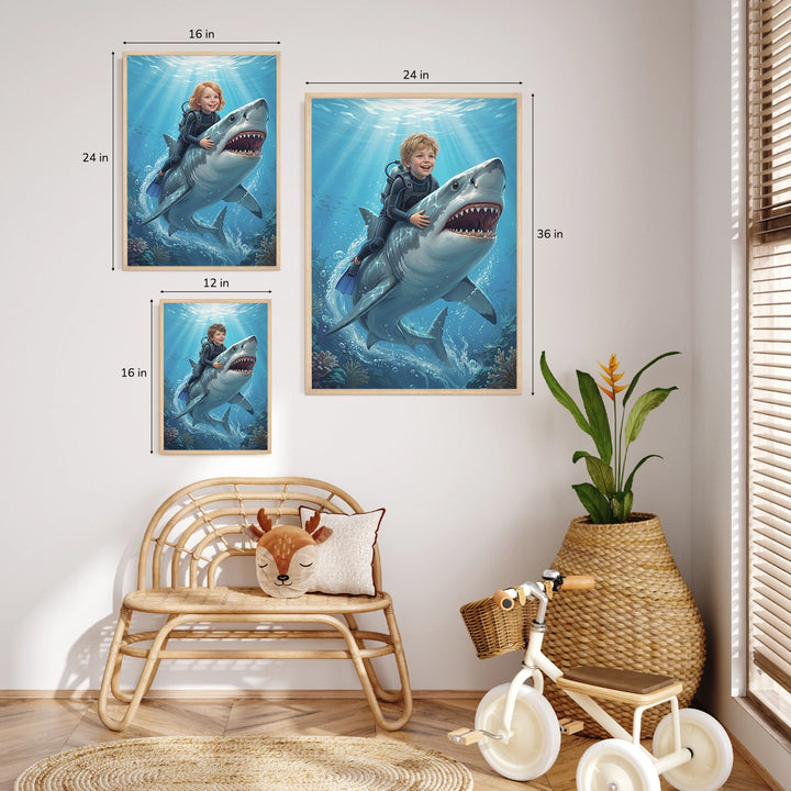(US) Personalisiertes Kinderposter "Hai"