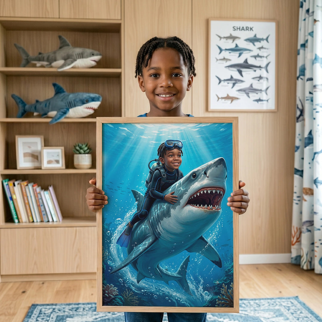 (US) Personalisiertes Kinderposter "Hai"