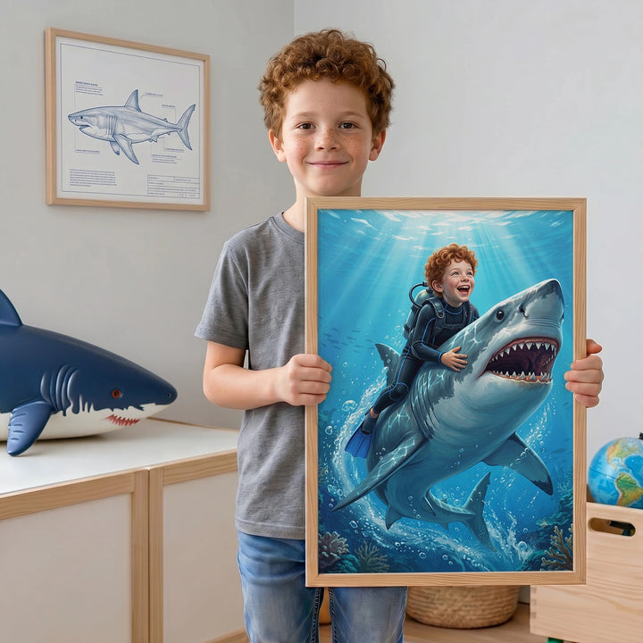 (US) Personalisiertes Kinderposter "Hai"
