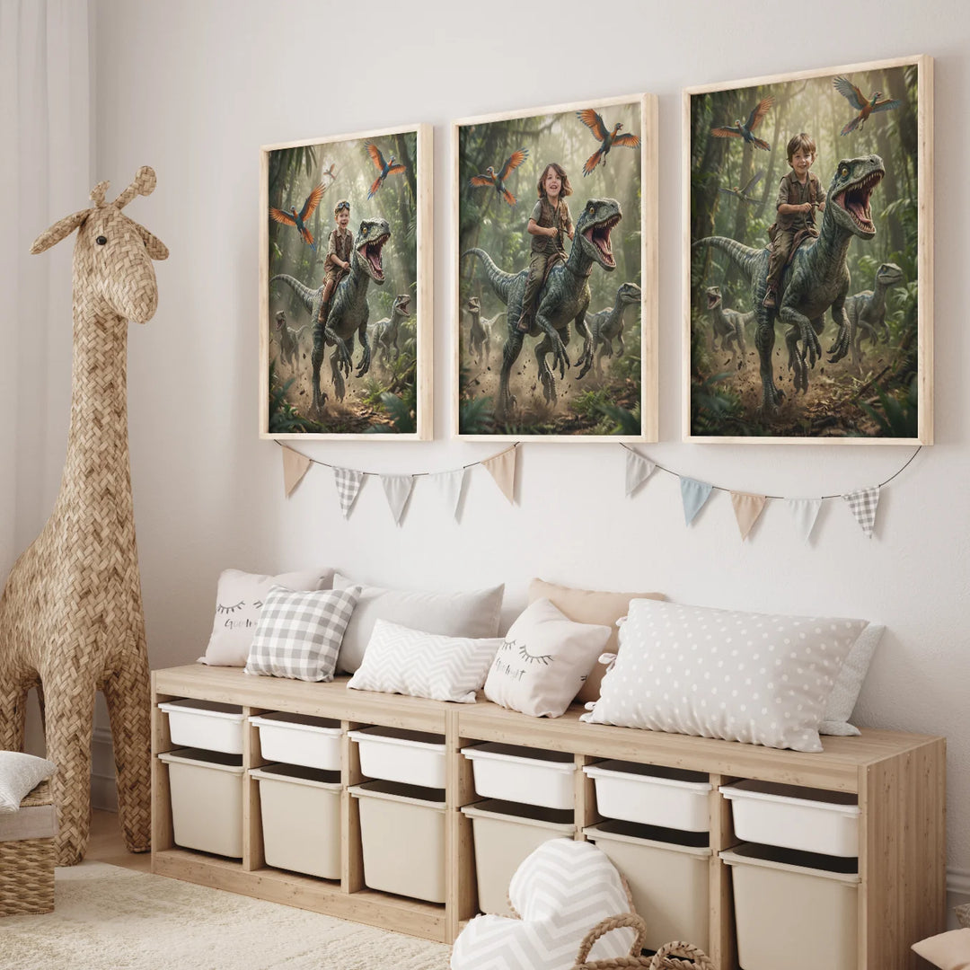 (US) Personalisiertes Kinderposter "Dinosaurier"