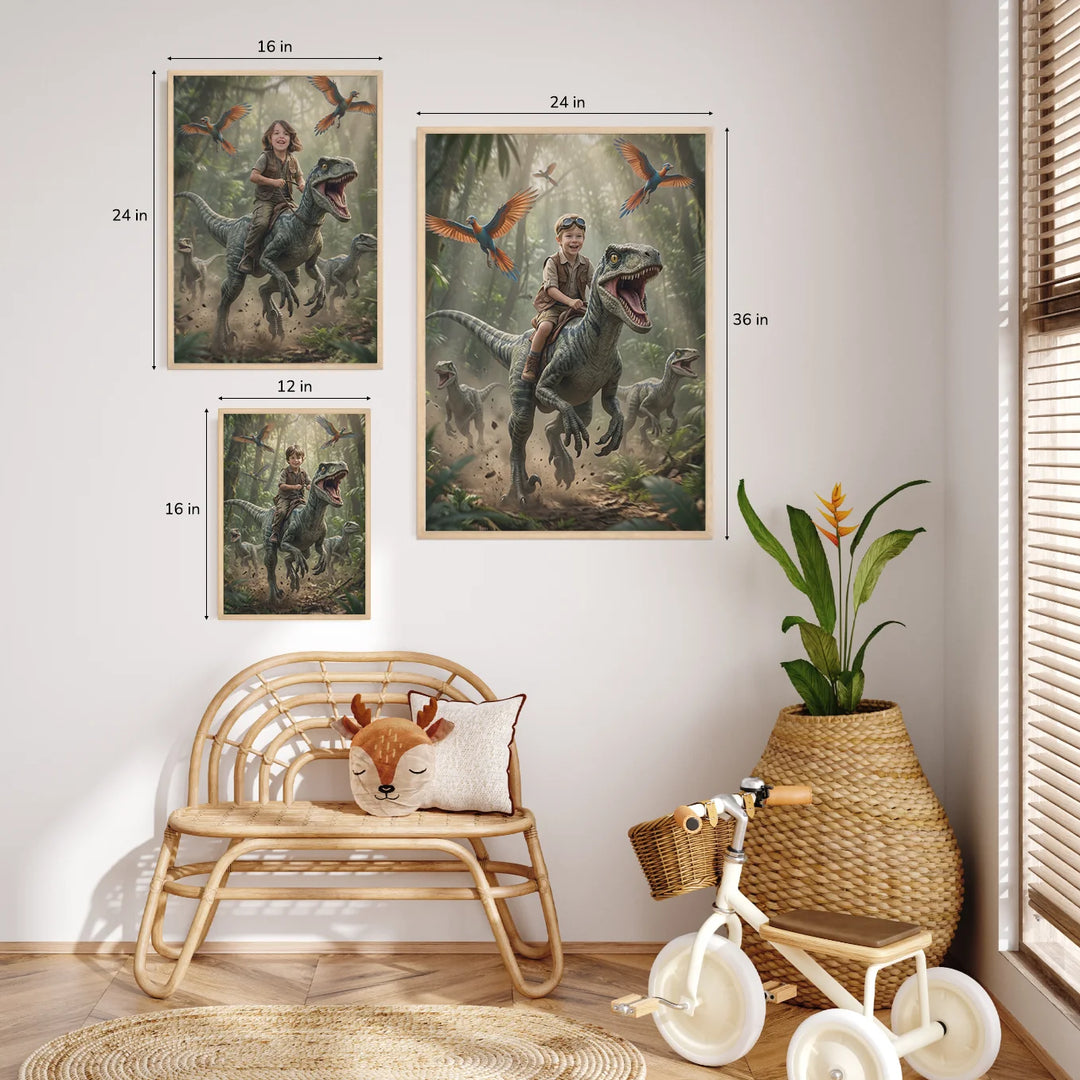 (US) Personalisiertes Kinderposter "Dinosaurier"