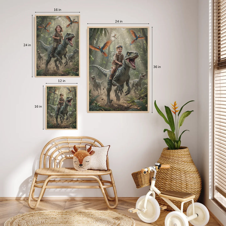 (US) Personalisiertes Kinderposter "Dinosaurier"