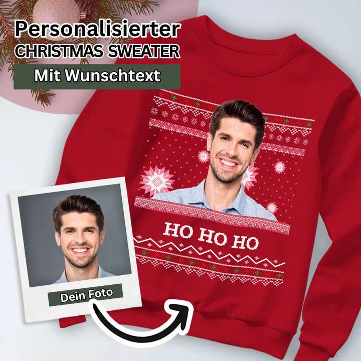 Personalisierter Christmas Sweater "Ho Ho Ho"