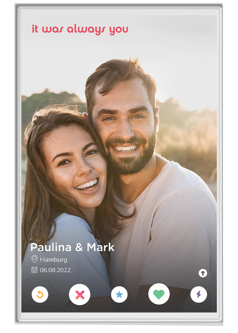 Dating-App-Acrylglas in der Vorderansicht