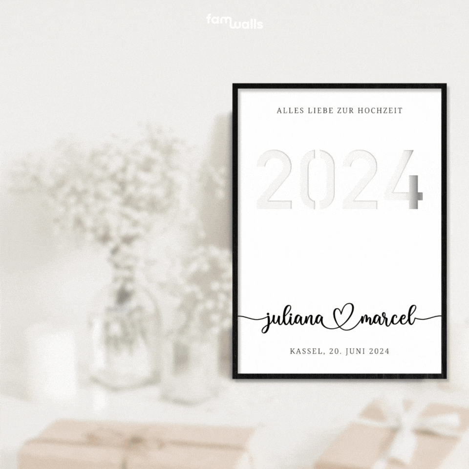 "2024" - Personalisiertes Geldgeschenk zur Hochzeit | famwalls