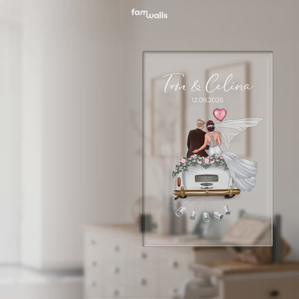 "Just Married" - Personalisierte Acryltafel als Geldgeschenk - famwalls