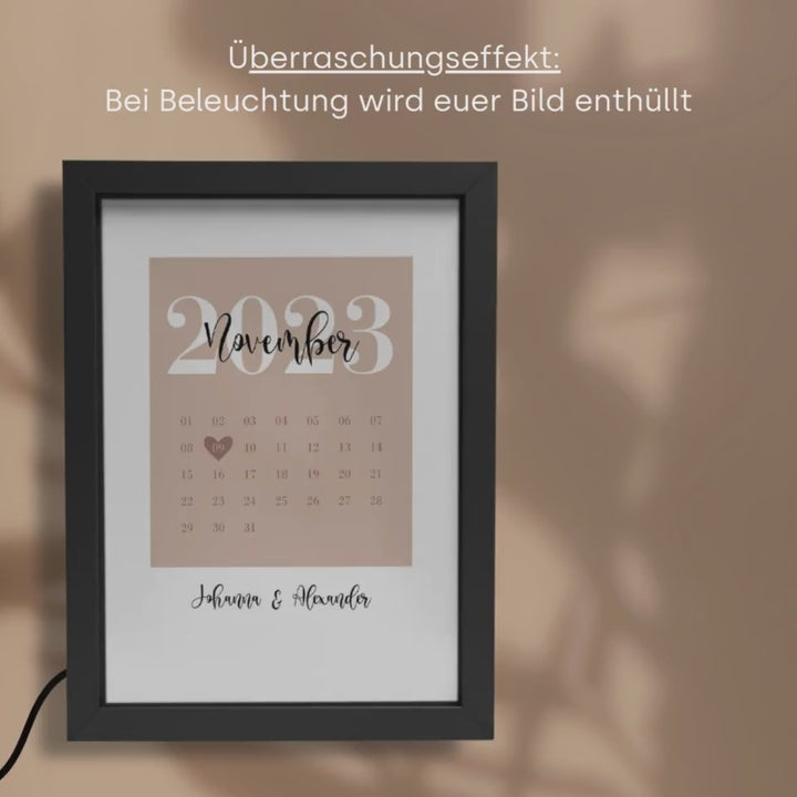 LED Bilderrahmen mit personalisiertem Bild "Our Special Date"