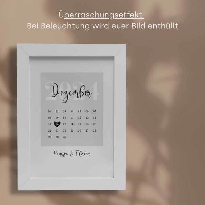 LED Bilderrahmen mit personalisiertem Bild "Our Special Date"