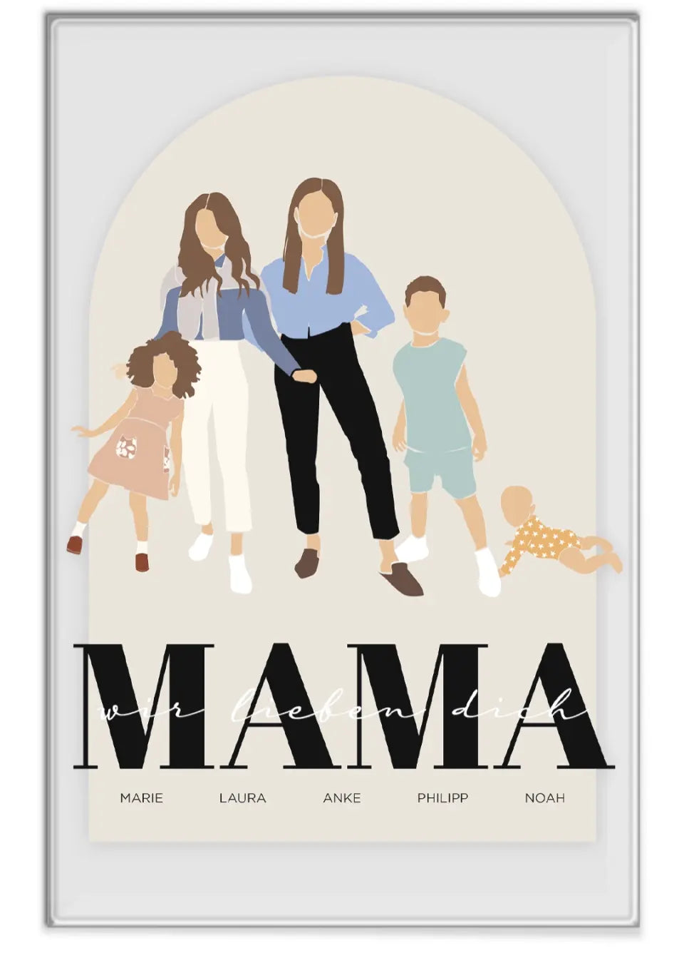 Mama und Kinder - Individueller Acryl-Glas Print