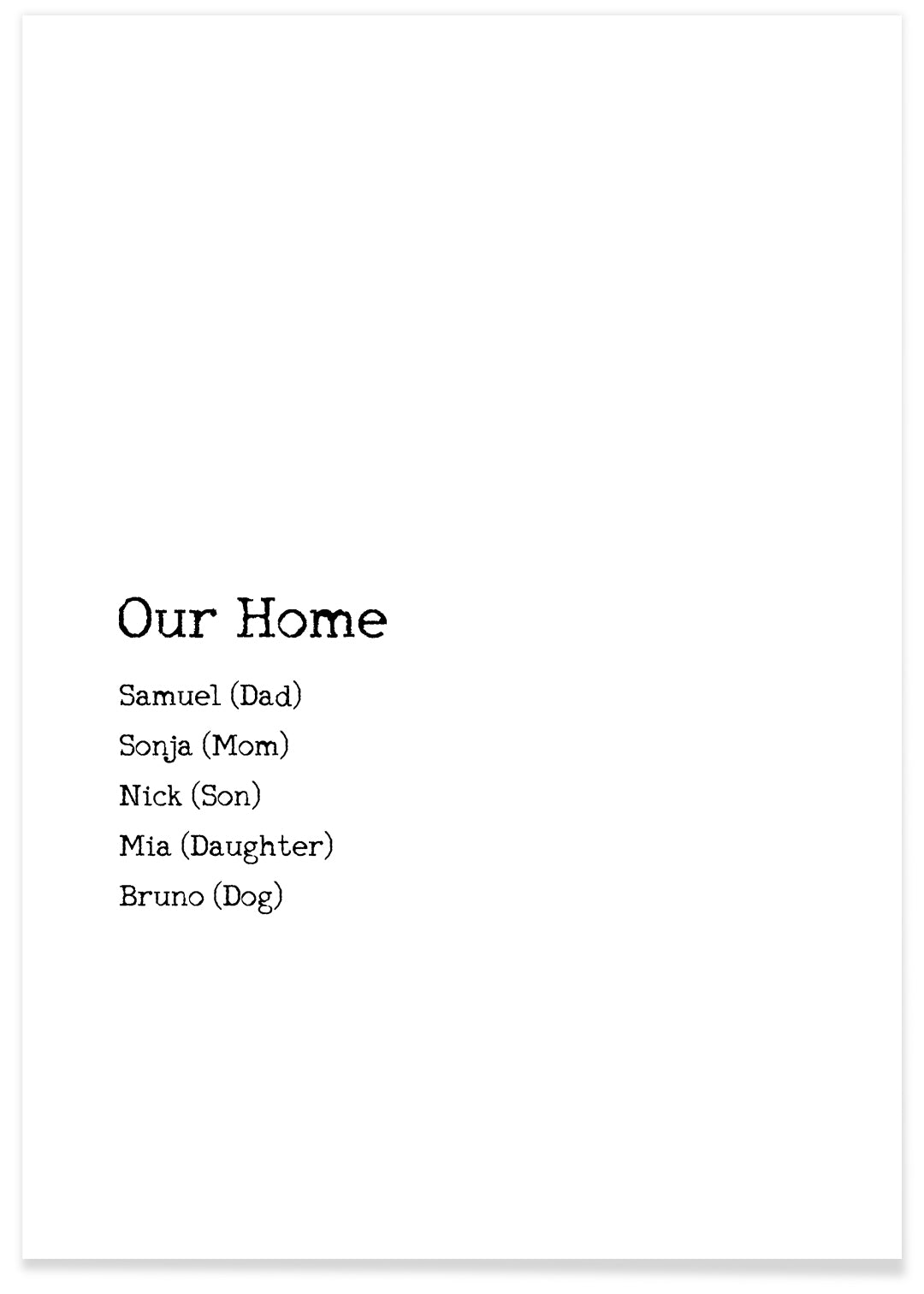 Poster "Our Home" famwalls