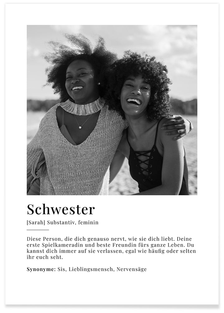Fotoposter "Schwester Definition"